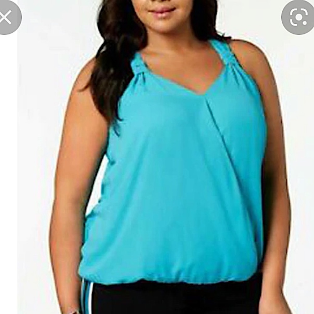 INC Wrap Top in Teal Glow